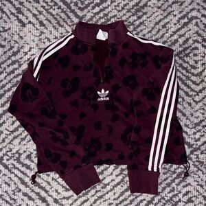 Adidas Burgundy and Black Patterned Pullover